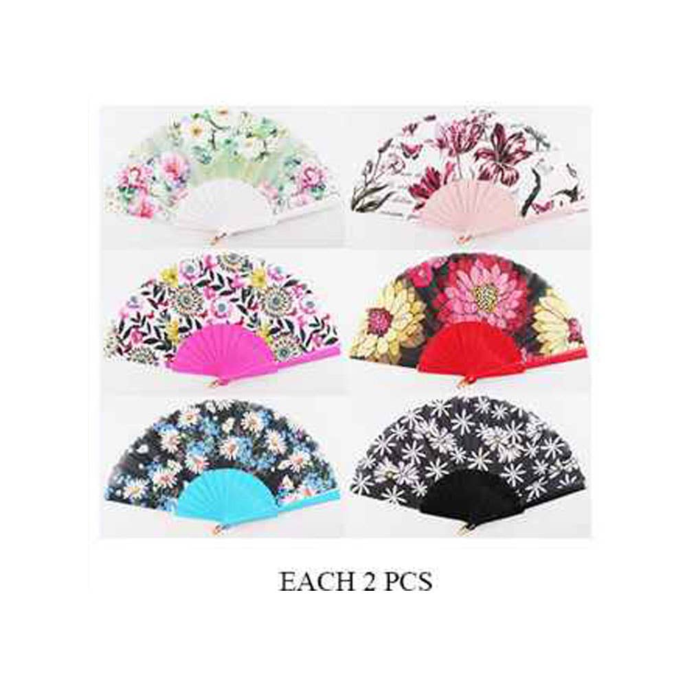 Sensibling Corp. - Wholesale Handheld Folding Fan - 12PCS - Bold Vibrant Floral Pattern Printed Folding Fans1