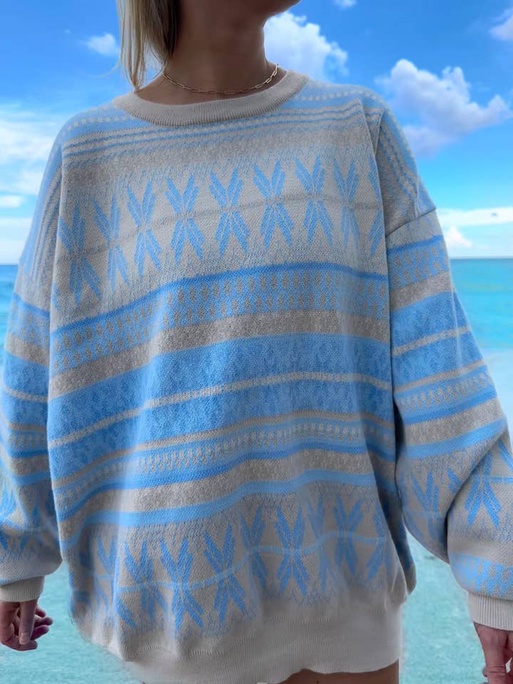 Blue Snowflake Aspen Ski Winter Sweater for wholesale on Faire