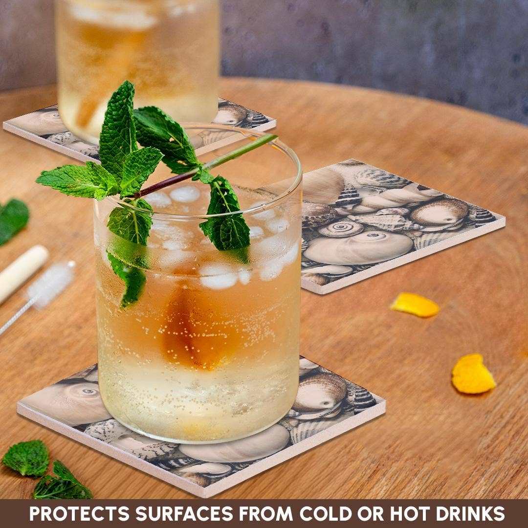 3dRose - Wholesale Coasters - 3dRose, Vintage Style Sea Shell Collection, Coaster2