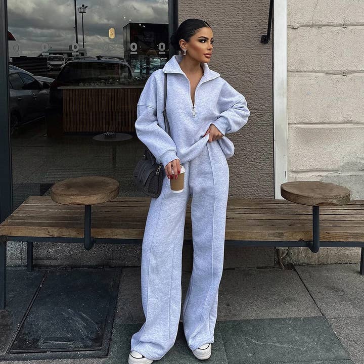 Halv Lynlås Hættetrøje Og Bukser Sæt for engroshandel hos UZ Wholesale Store