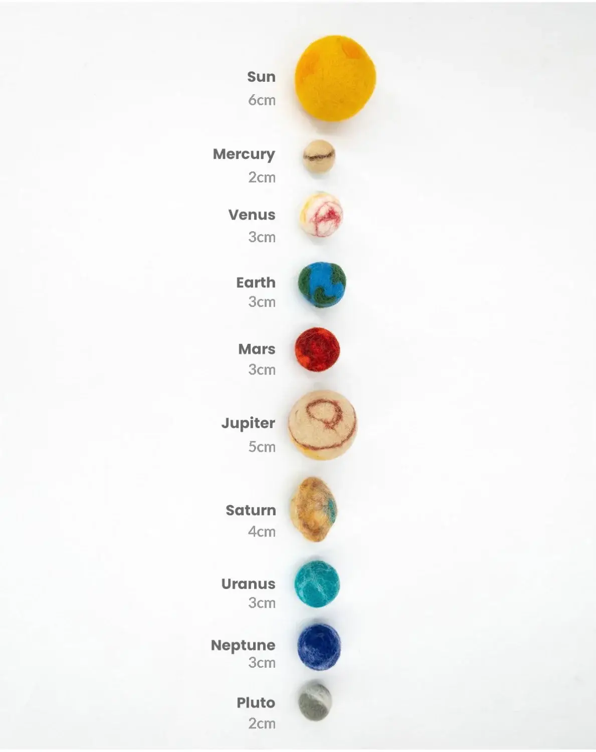 Sewing Seeds Play – wholesale Toy set – Kids – Felt Planet Set Of Ten - With Drawstring Storage Bag6