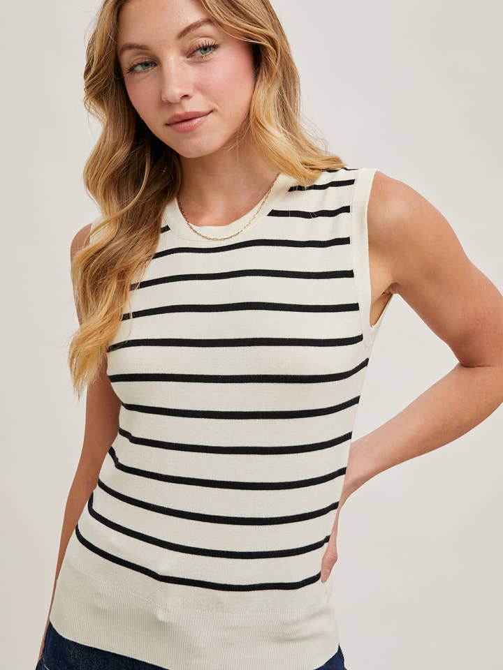 Bluivy - Wholesale Tank Top - Women's - STRIPED MUSCLE KNIT TANK TOP