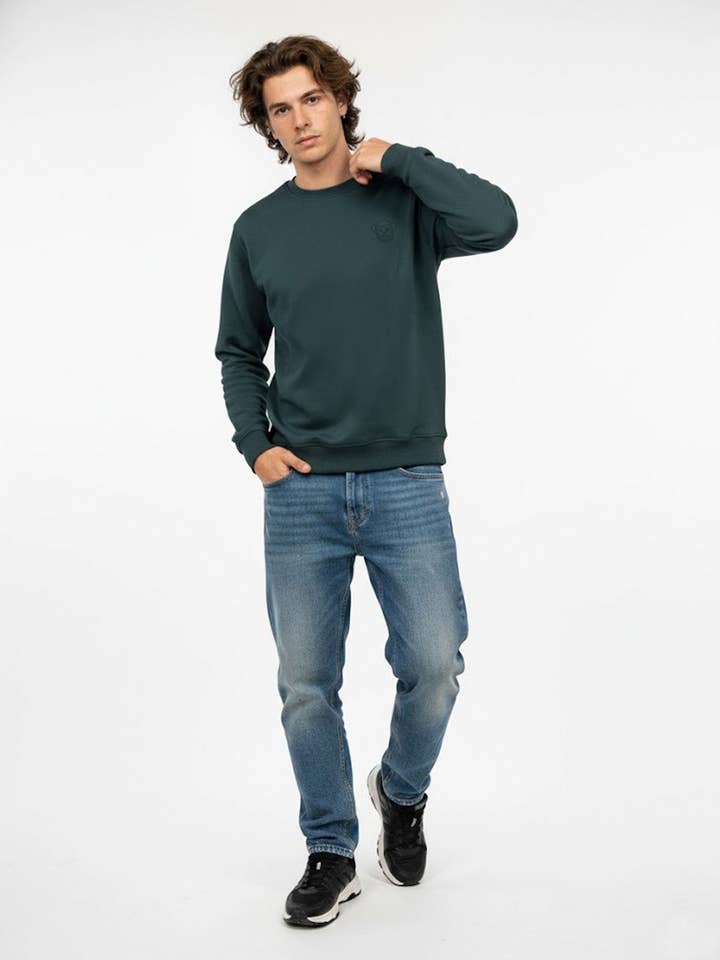 Loco Monky Tamarino Men's Crew Neck Sweatshirt in Dark Green for wholesale by LOCO MONKY