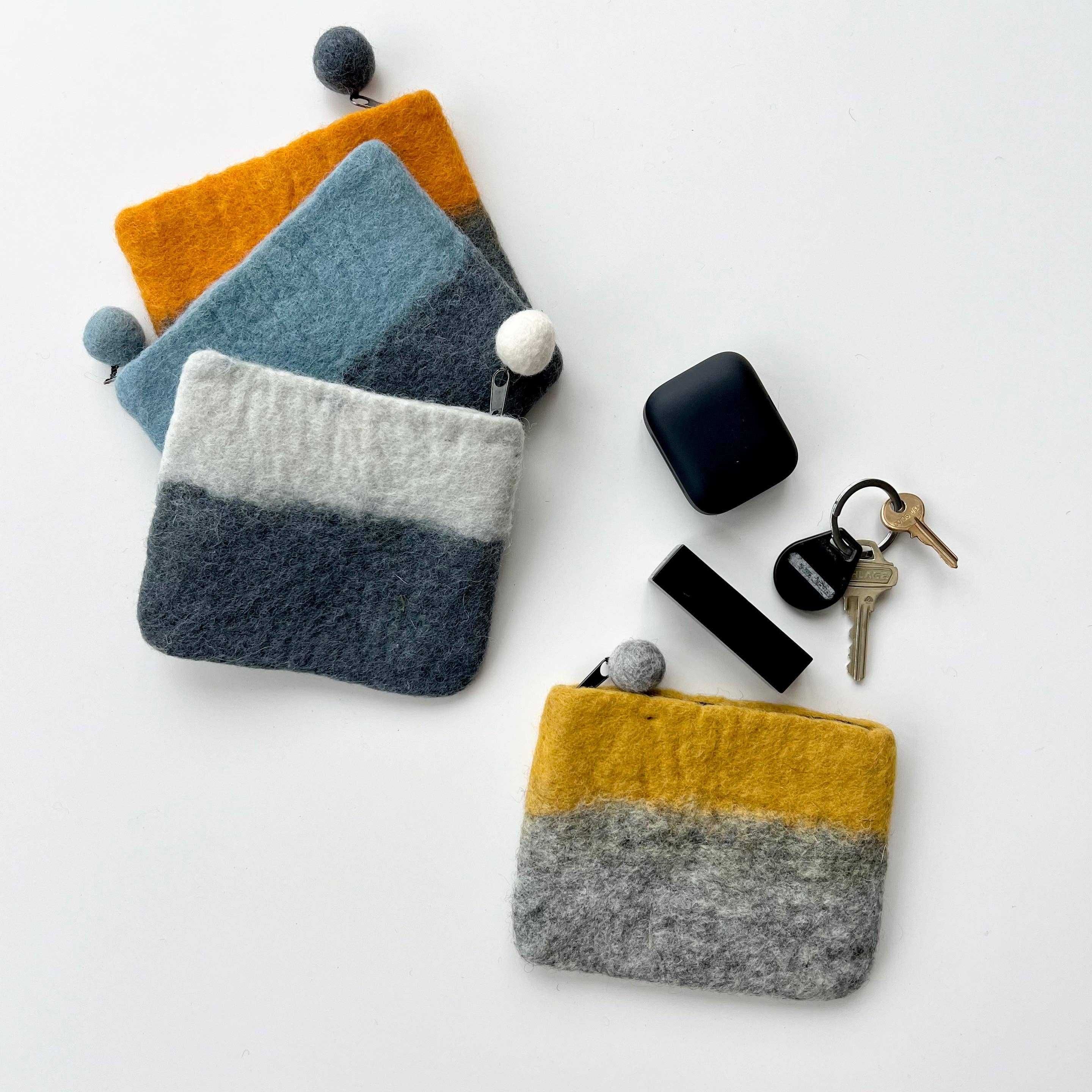 Zora Botanica - Wholesale Coin Purse - Women's - Color Block Wool Felt Coin Purse2