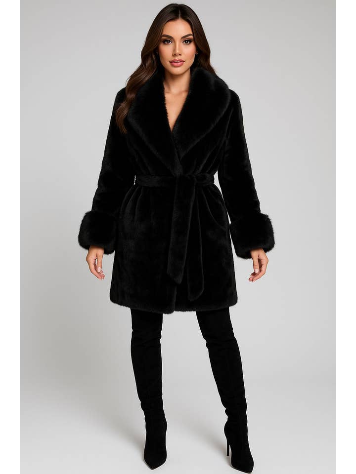 Coalition Apparel Inc - Wholesale Fur/Faux Fur Coat - Women's - JC1116: The Velvet Dawn Coat
