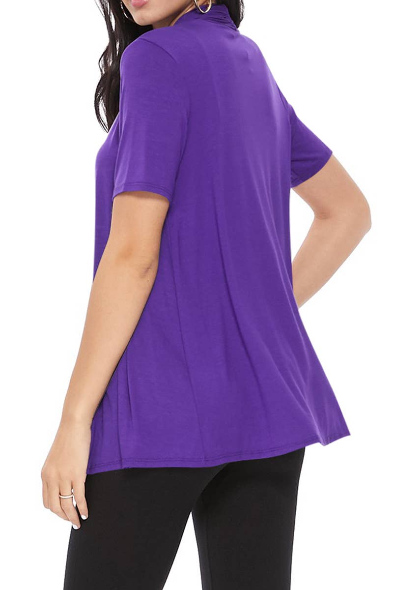 MOA COLLECTION - Wholesale Cardigan - Women's - Women's Casual Short Sleeve Draped Open Front Solid Cardigan62