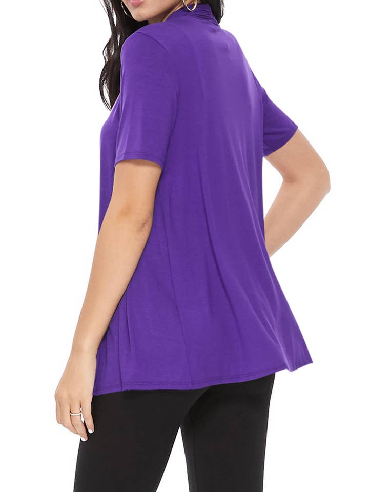 MOA COLLECTION - Wholesale Cardigan - Women's - Women's Casual Short Sleeve Draped Open Front Solid Cardigan62