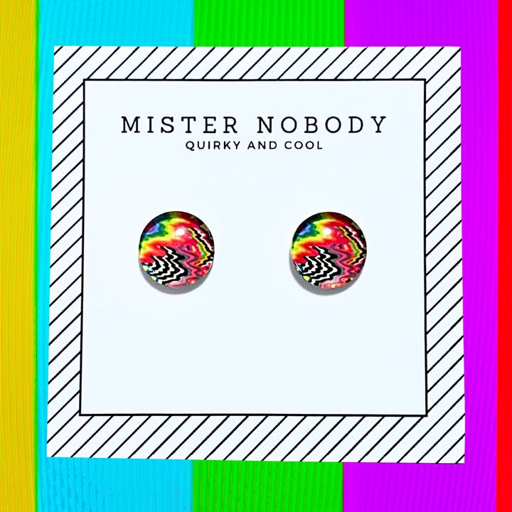 Rainbow Glitch Glass Stud for wholesale by Mister Nobody