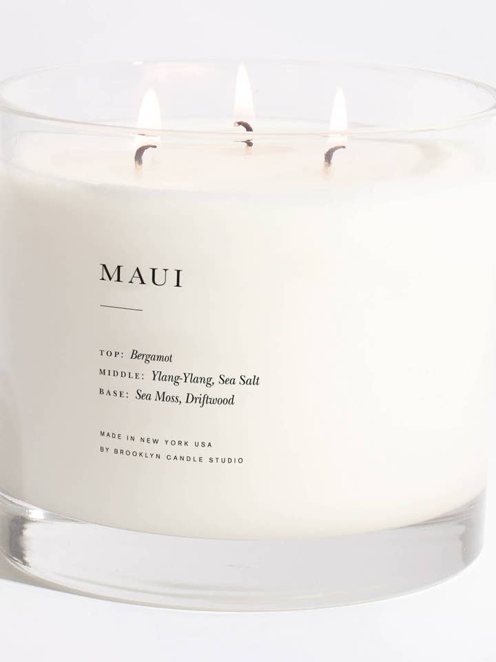 Candela a 3 stoppini Maui XL per la vendita all'ingrosso da parte di Brooklyn Candle Studio (EU)