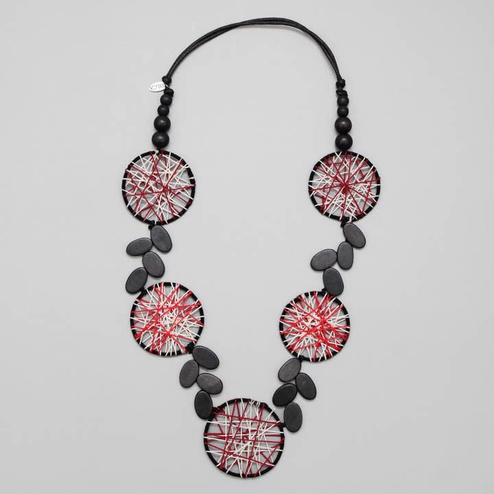 Collier Abby Disc Rouge pour la vente par Sylca Designs