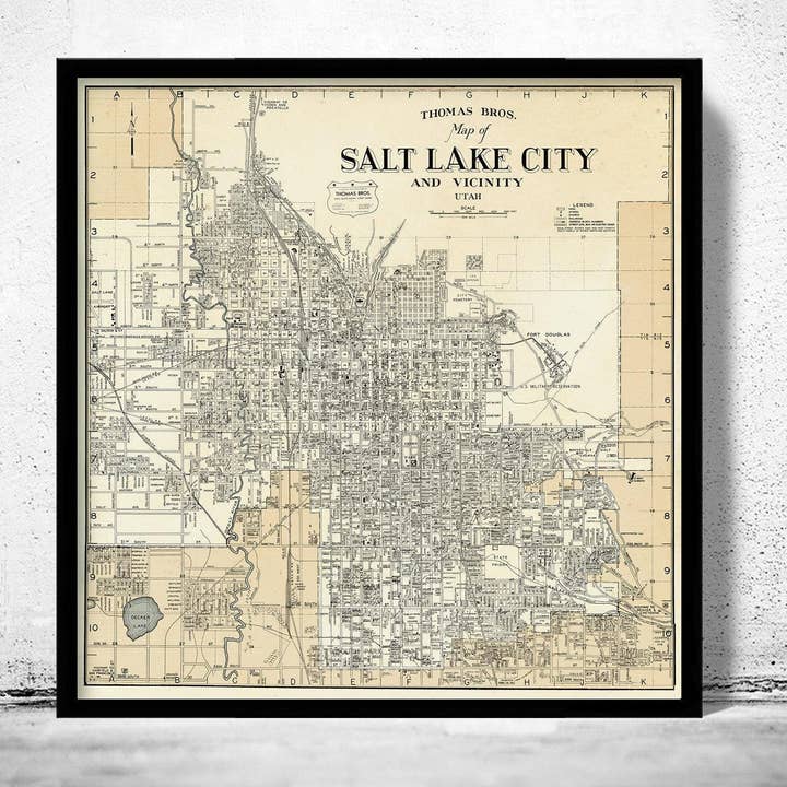 Oude kaart van Salt Lake City Utah 1935 Vintage kaart | Vintage kaart muurkunst print voor wholesale door OldCityPrints - Old Maps and Posters