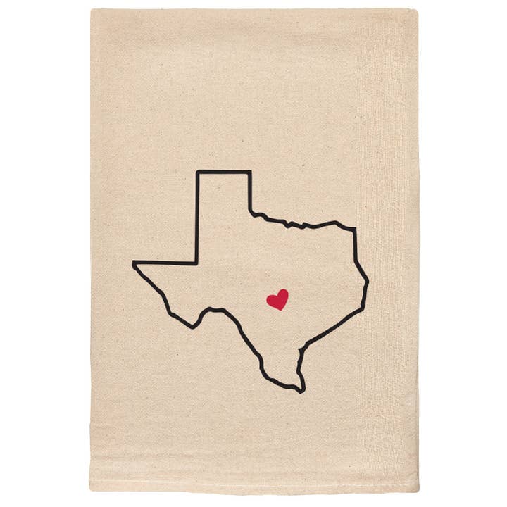 Texas Love My State Kitchen Tea Towel With Heart Pin for wholesale by ellembee gift