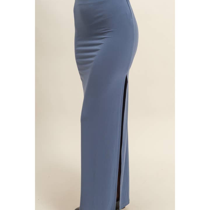 Double Zero - Wholesale Top & Skirt Set - Women's - Long Sleeve Crop Top And High Slit Maxi Skirt Set15