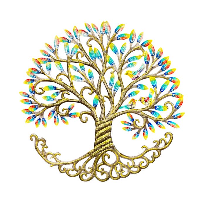 Three Little Birds on Branch- Tree of Life for wholesale by Haiti Fair Trade- Papillon Marketplace