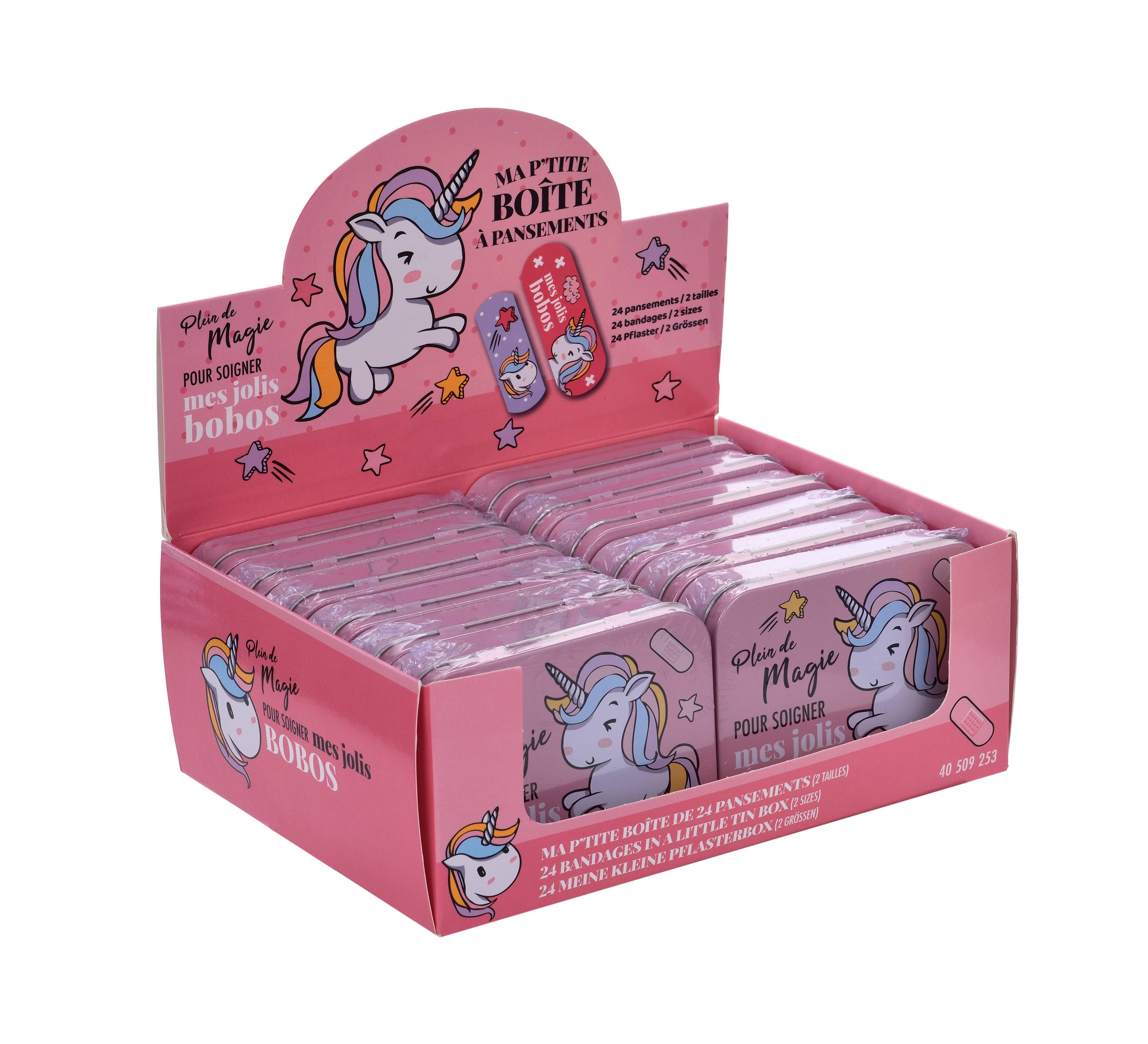 Takecare - Wholesale Bandaids/Bandages - Metal box of 24 unicorn bandages1