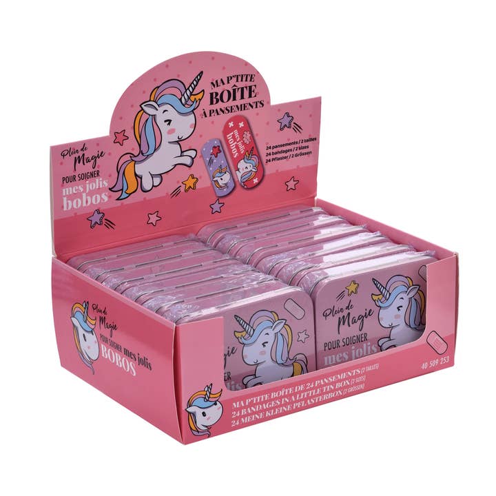 Takecare - Wholesale Bandaids/Bandages - Metal box of 24 unicorn bandages1