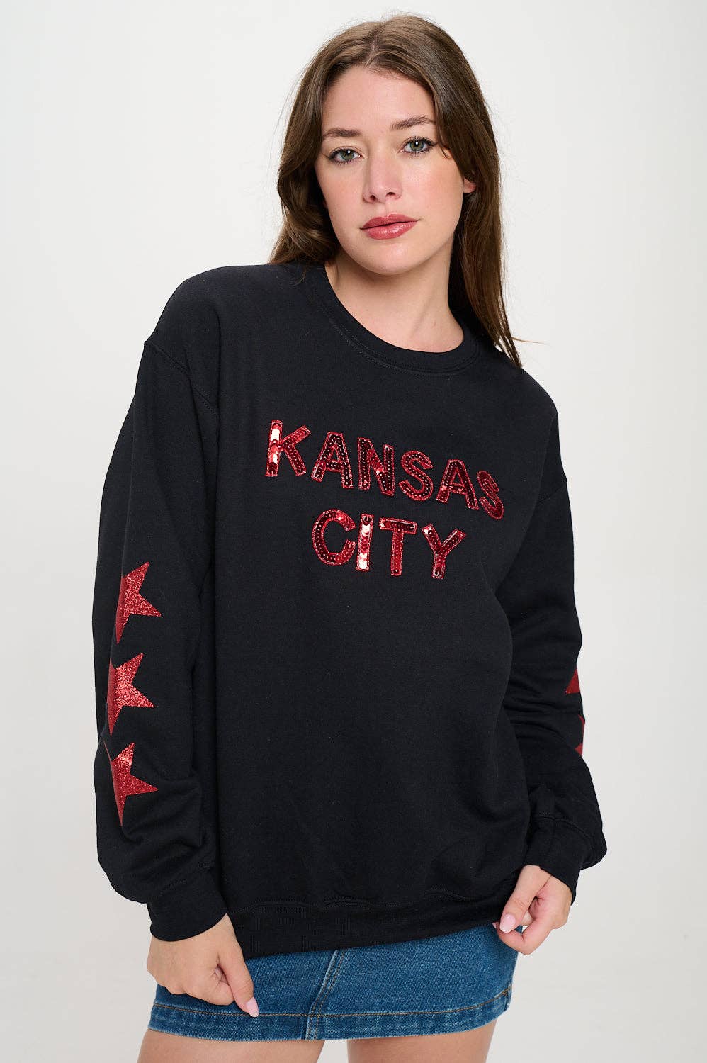 Locale - Wholesale Sweatshirt - Dames - Kansas City Star sweatshirt met lovertjes