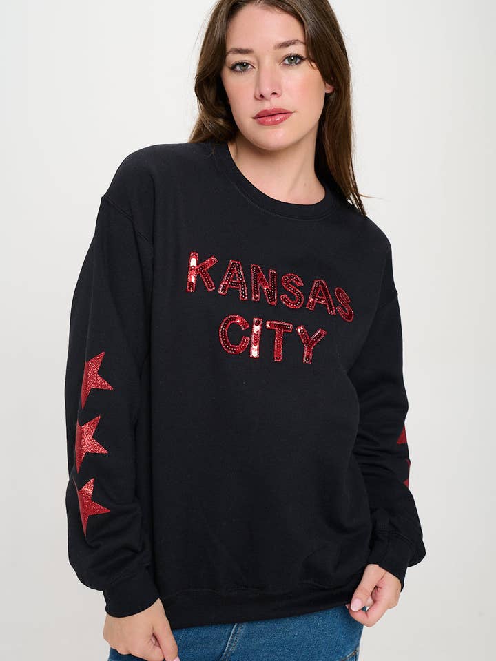 Locale – Großhandel Sweatshirt – Damen – Kansas City Star Sweatshirt mit Pailletten