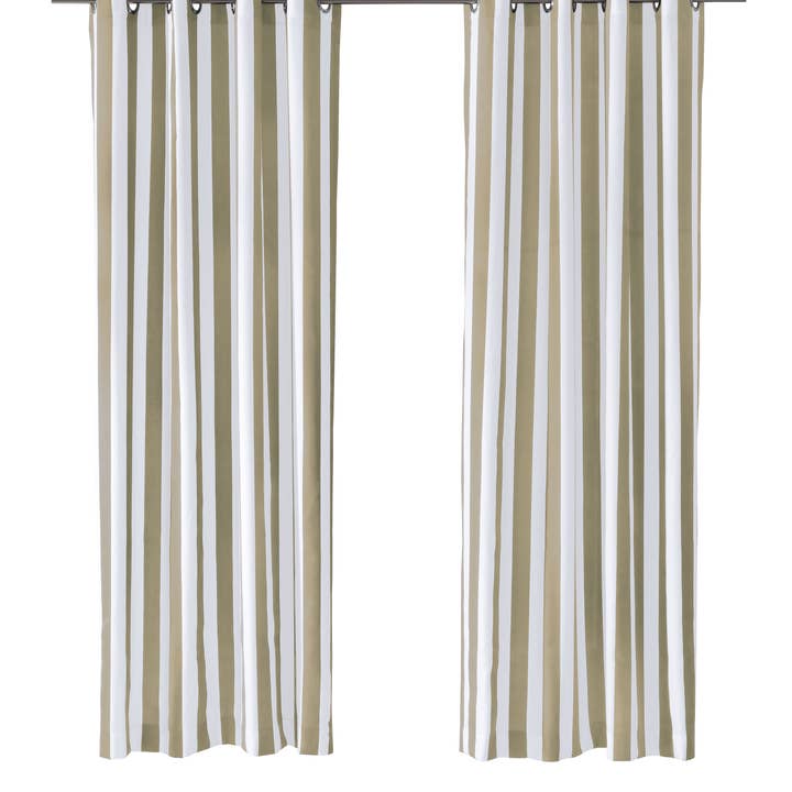 Commonwealth Home Fashions - Wholesale Curtain - Coastal Stripe Outdoor Grommet Curtain Panel 50 x 96 Multi