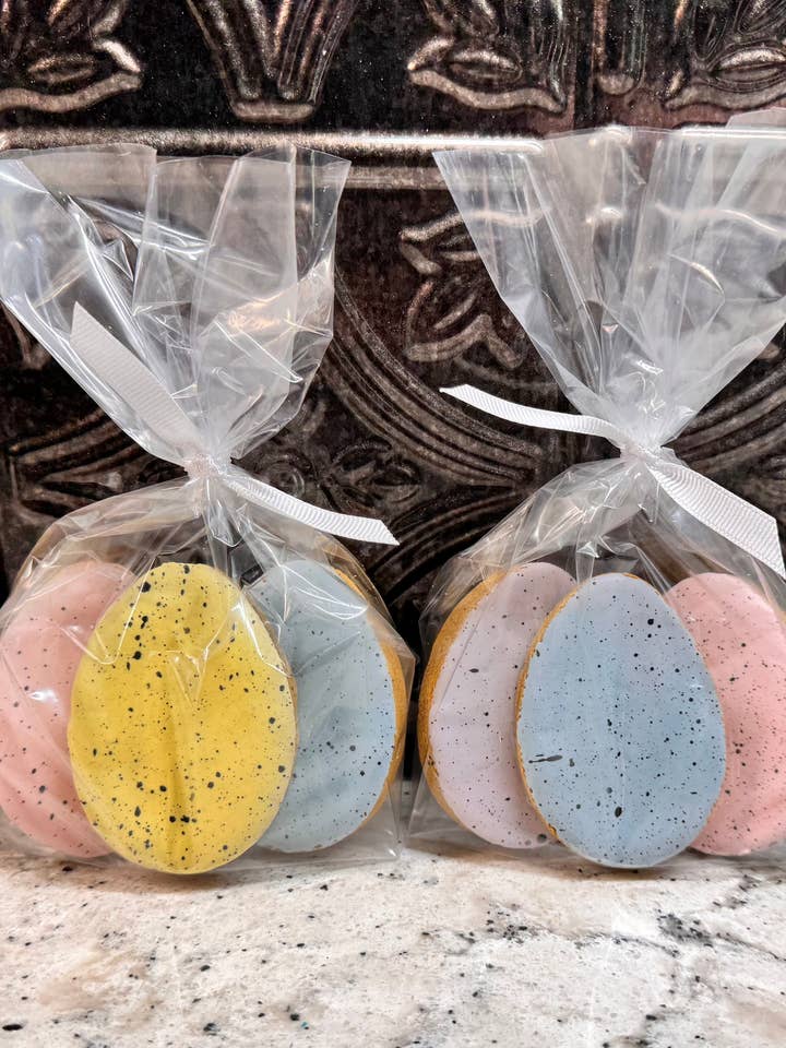 Easter Eggs - Pumpkin Peanut Butter Dog Treats for wholesale by Kova’s Bark Bakery
