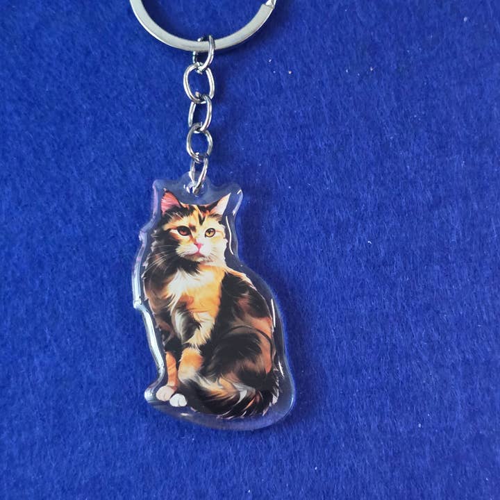 Calico Cat Watercolor Style - Acrylic Keychain for wholesale by Designs by Mysh