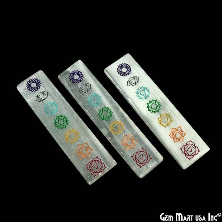 Torre de Selenite Forma Retangular 100x27mm Símbolo Gravado por atacado de GemMartUSA