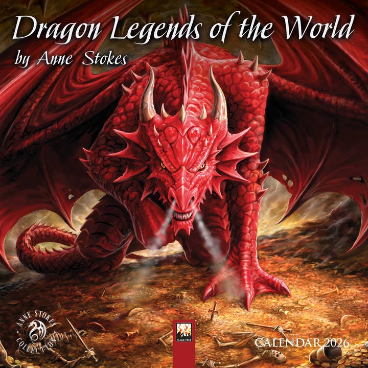 Anne Stokes: Dragon Legends of the World Mini Wall Calendar for wholesale by Flame Tree Gift