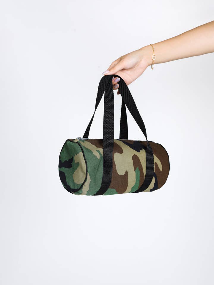 Rework Camo Mini Duffle Bag for wholesale by Frankie Collective