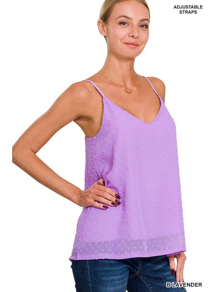 BLACK ",, Baby Swiss dots cami w/ adjustable straps for wholesale on Faire13