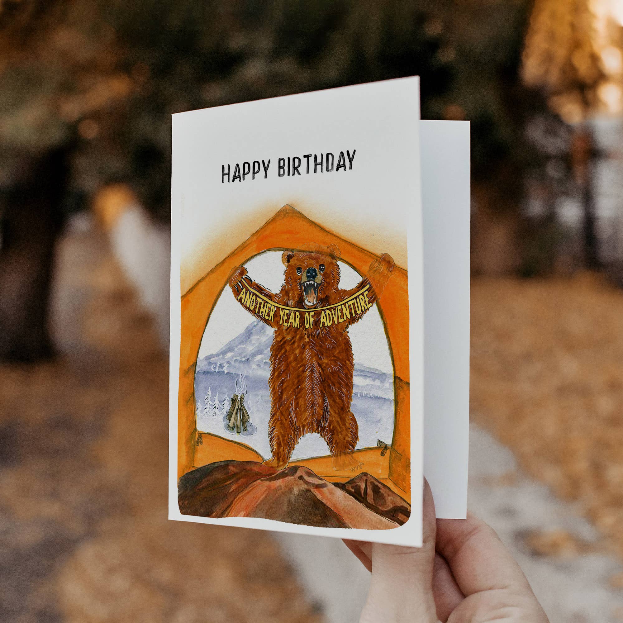 Liyana Studio - Wholesale Birthday Card - Camping Tent Bear - Funny Birthday Card2