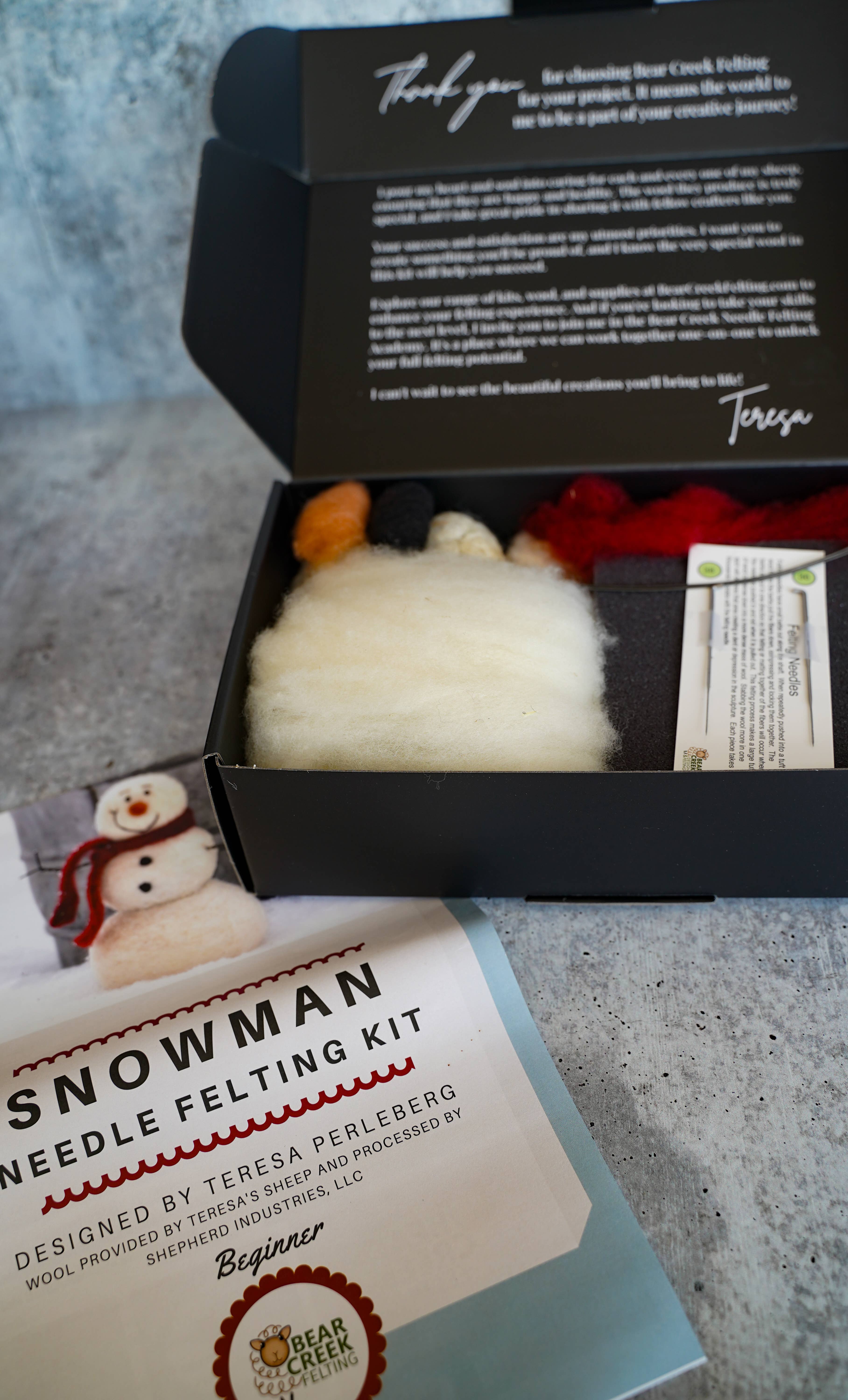 Bear Creek Felting - Wholesale DIY Craft Kit - Snowman Needle Felting Kit11