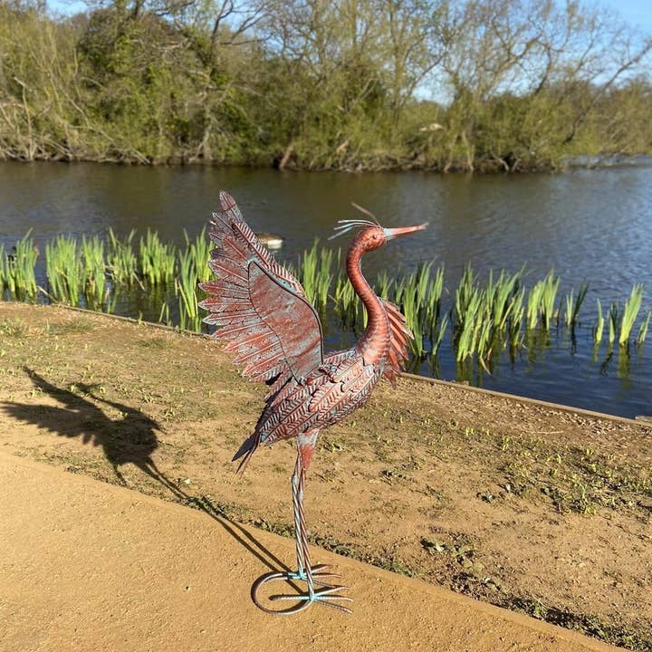 Marissa's Gifts – wholesale Sculpture – Bronze Metal Heron Garden Sculpture 70cm