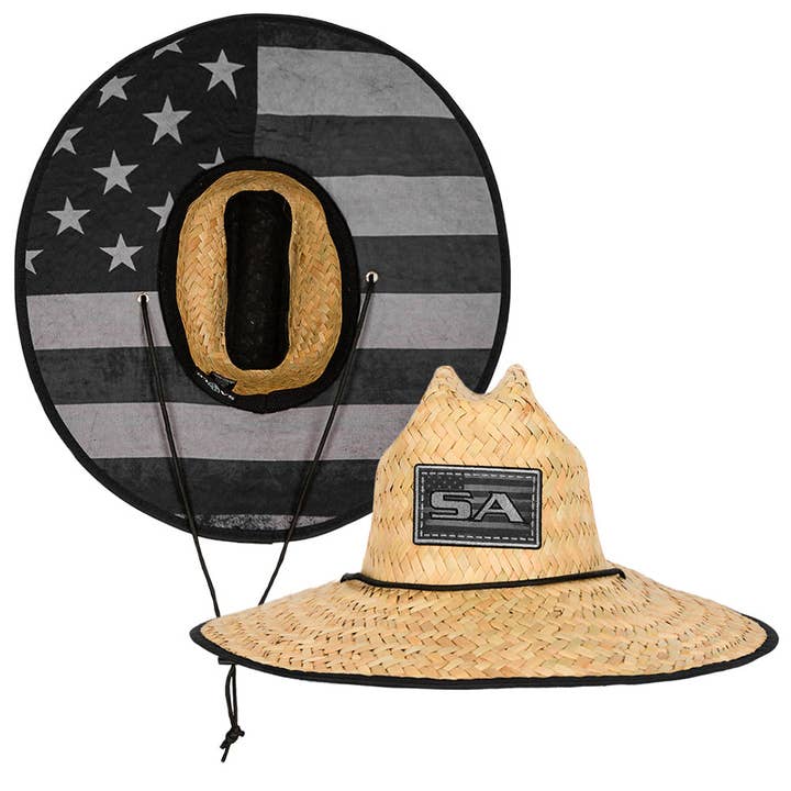 Soul of Adventure - Wholesale Straw Hat - Unisex - Under Brim Straw Hat | Blackout American Flag 2.0