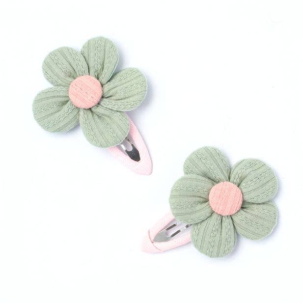 Inca UK - Wholesale Hair Clip - Kids - Card of 2 Fabric Flower Sleepies 5cm