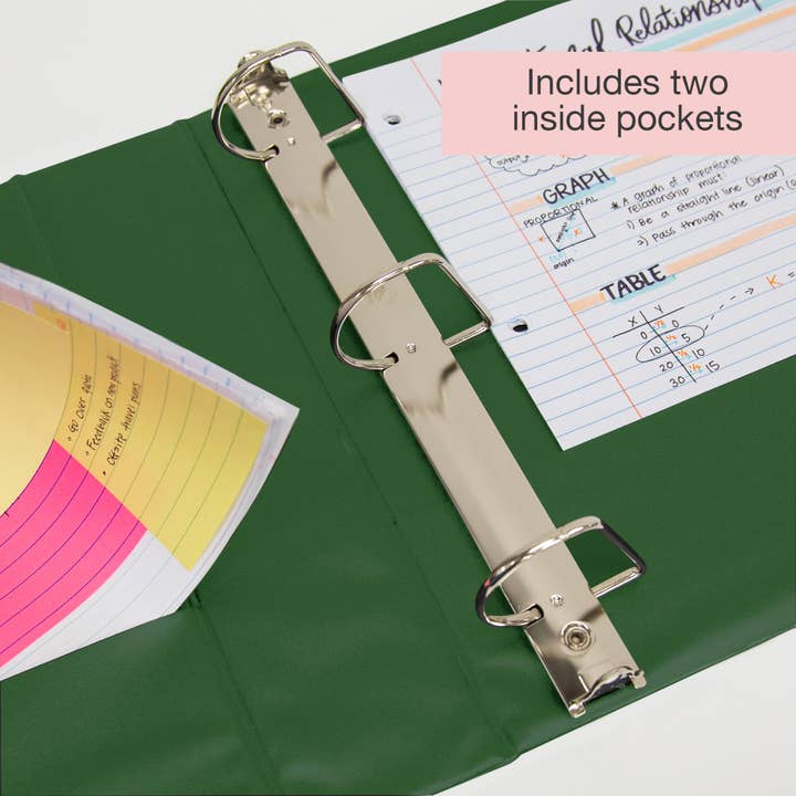 BAZIC Products - Wholesale Binder - Binder View 2" Green Slant-D Ring w/ 2 Pockets