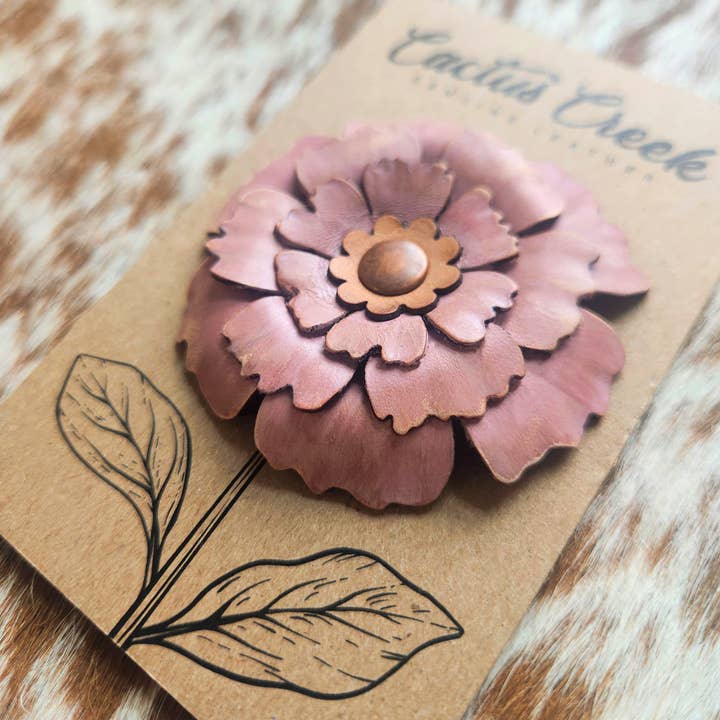 Cocklebur & Co. - Wholesale Hat Accessory - Women's - Prairie Peony Collection- Genuine Leather Flower Hat Pins4