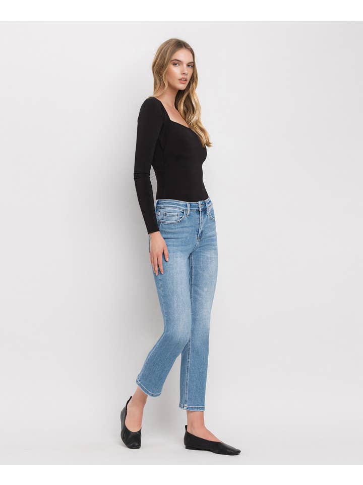 PERFECT FOR NOW HIGH RISE CROP SLIM STRAIGHT JEANS T5385 for wholesale on Faire6