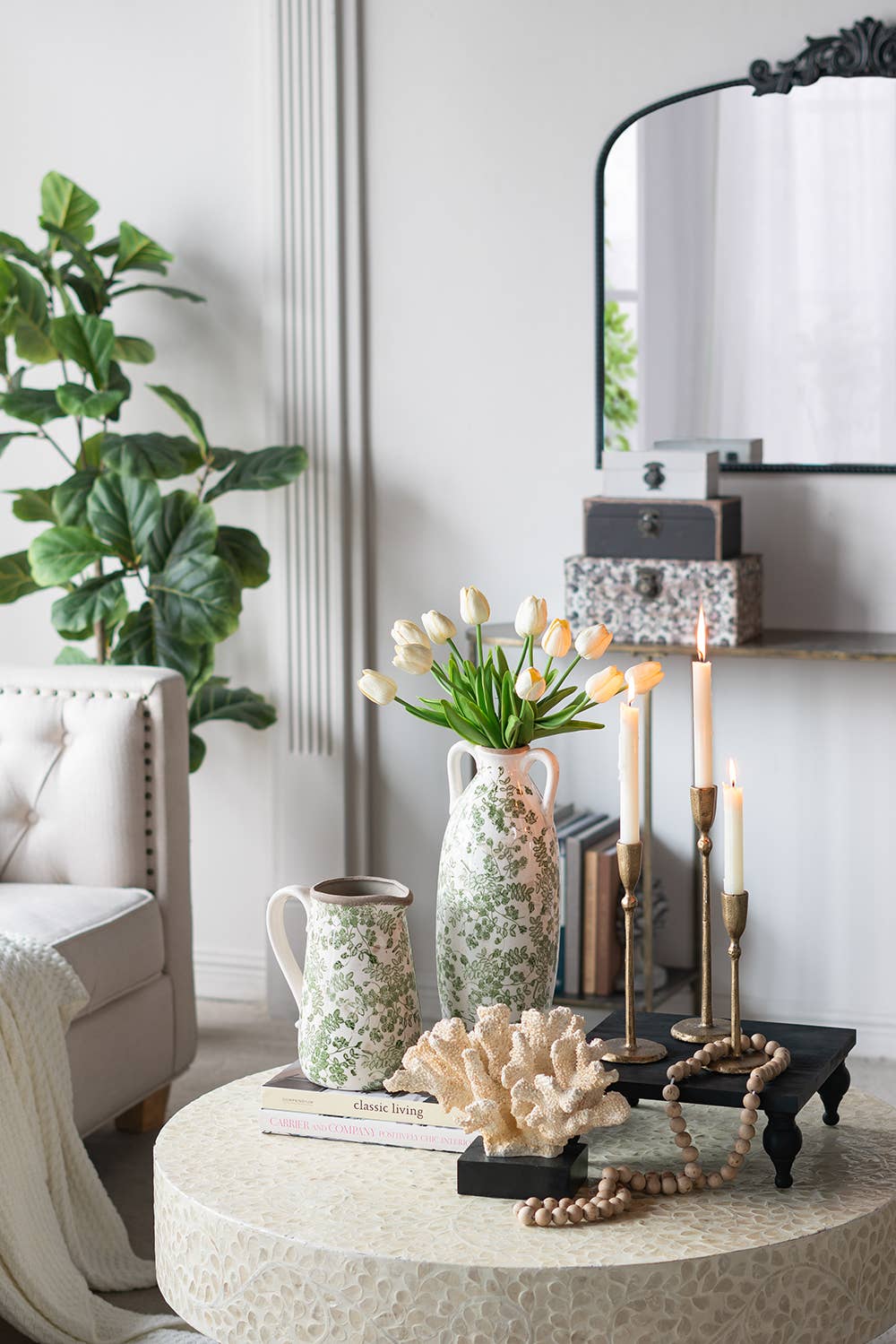 A&B Home Group Inc. – Großhandel Vasen – 8x5,5x9" Keramikkrug "Verdant Garden"8