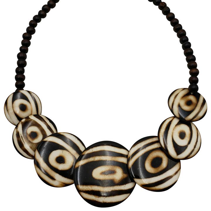 Treasure Jewelry - Wholesale Beaded/pearl necklace - Batik Print Resin Necklace With Wooden beads5