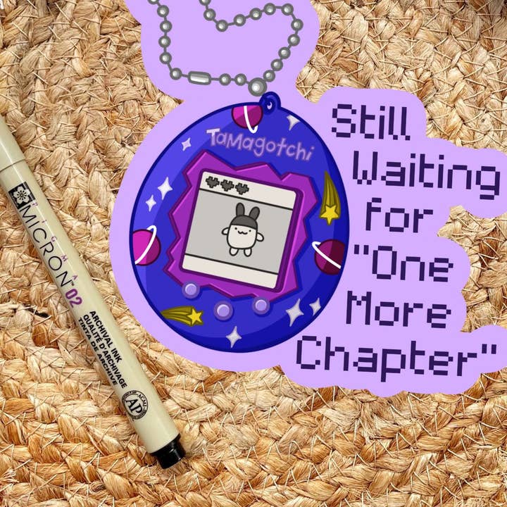 "Still Waiting" Cute Digital Pet 90s Nostalgia Sticker for wholesale by Serafine Art and Design