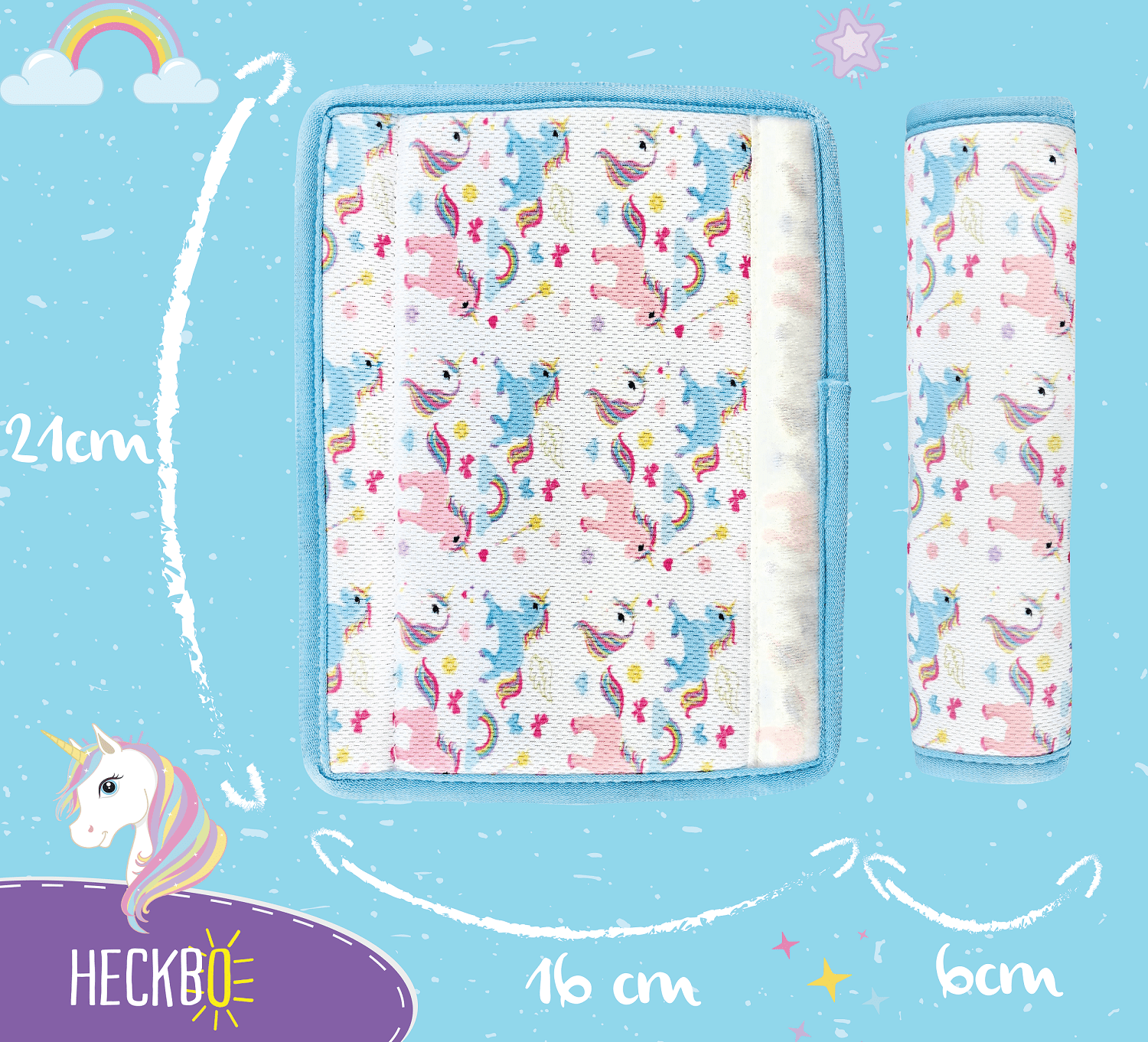 HECKBO - Vente Housse de siège auto – enfant et bébé - Protecteur de ceinture de sécurité enfant licorne 1x/2x2