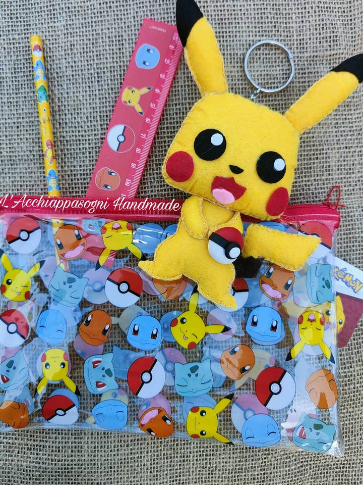 Set ispirato a Pikachu per la vendita all'ingrosso da parte di Acchiappasogni Handmade