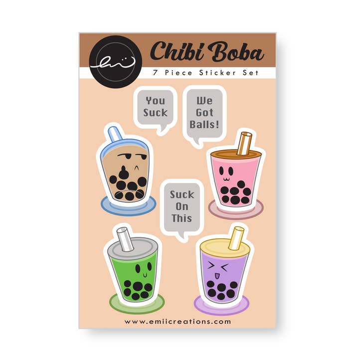 Boba stickervel voor wholesale door Emii Creations