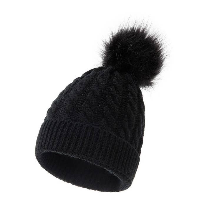 Sheer Trend - Wholesale Beanie – Women's - Solid Color Casual Fur Ball Warm Knitted Hat Beanies6
