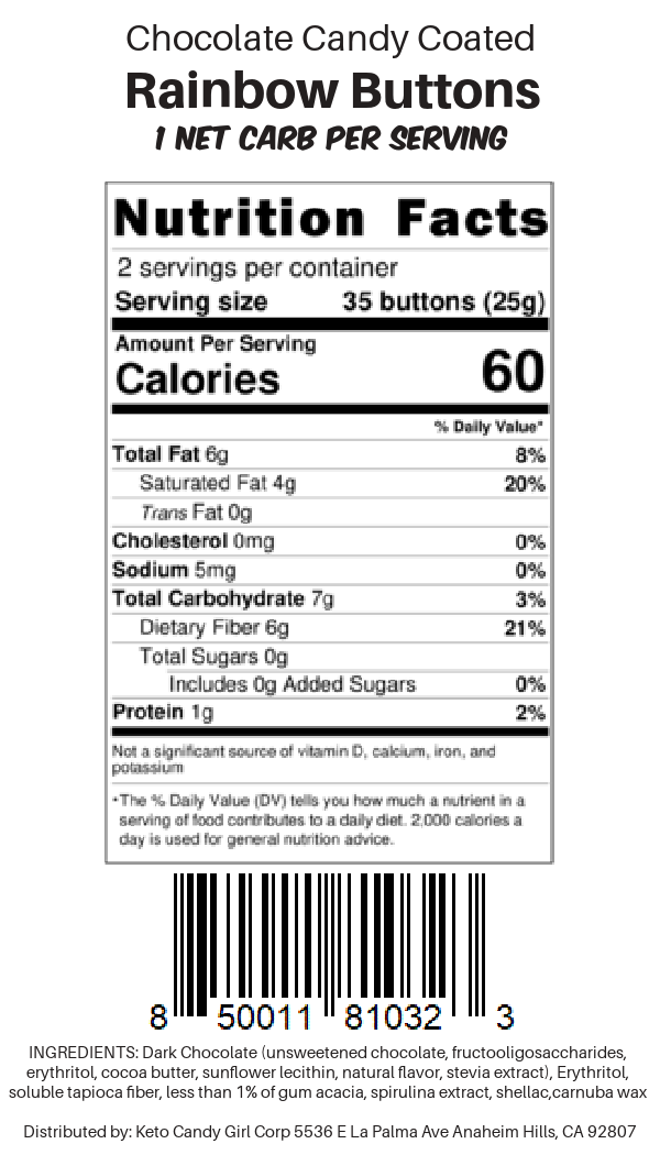Keto Candy Girl - Wholesale Chocolate Covered Sweets - Rainbow Buttons (Keto M&M) Sugar Free1