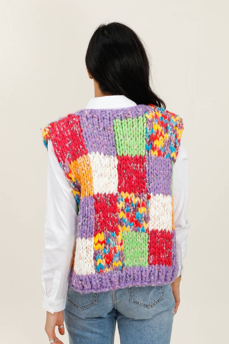 DIX-ONZE - Wholesale Outerwear Vest - Women's - Multicolored Patchwork Sleeveless Vest3