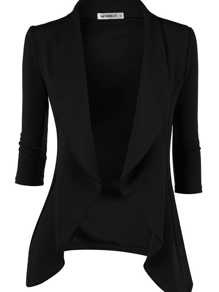 CWOBL089_Casual Work 3/4 Sleeve Open Front Blazer for wholesale by NINEXIS