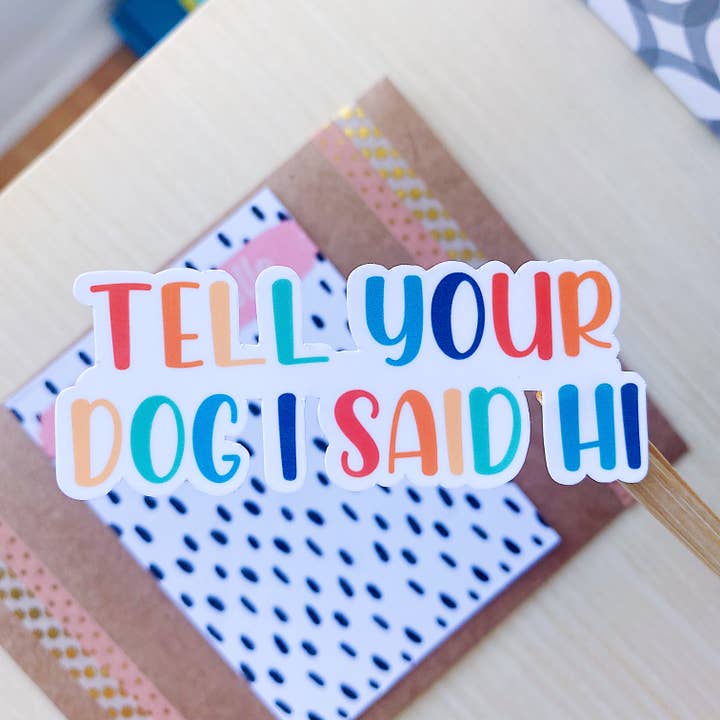 Autocollant imperméable inspiré du chien mignon pour la vente par Simply Bella Handmade