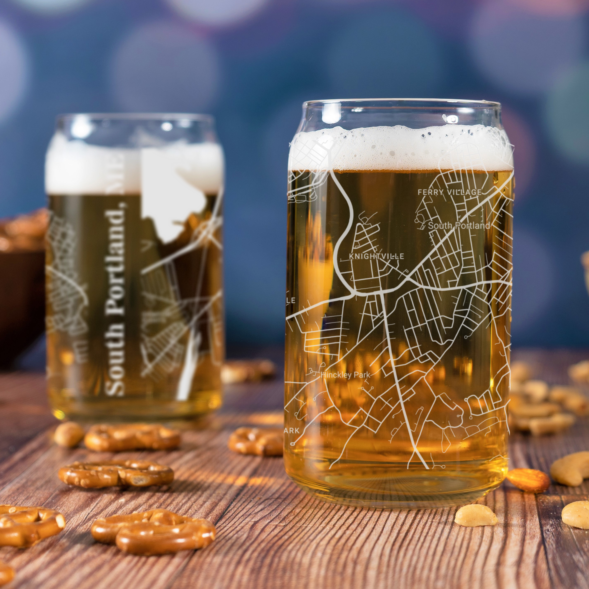 Blue Ridge Mountain Gifts - Wholesale Beer Glass/Mug - South Portland ME - Street Map - Engraved Beer Can Glass0