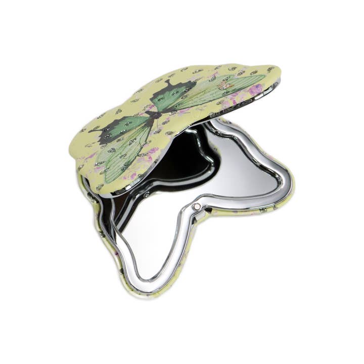 Cap Zone - Wholesale Compact Mirror - Butterfly Floral Compact Cosmetic Mirror - 12 pcs
